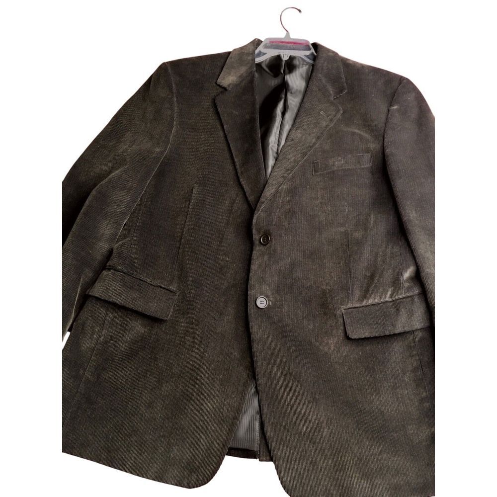 Adolfo Mens Corduroy Blazer Jacket 44R Brown Single-Breasted Classic Style